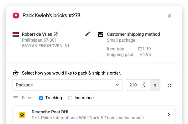 Screenshot showing the new Packing experience
