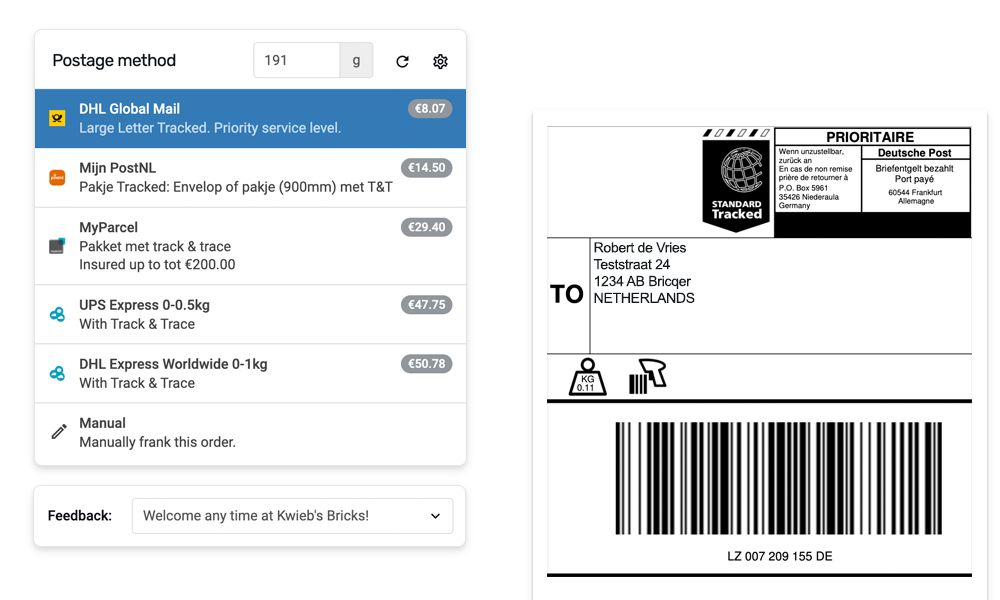 Generate shipping labels with a single click